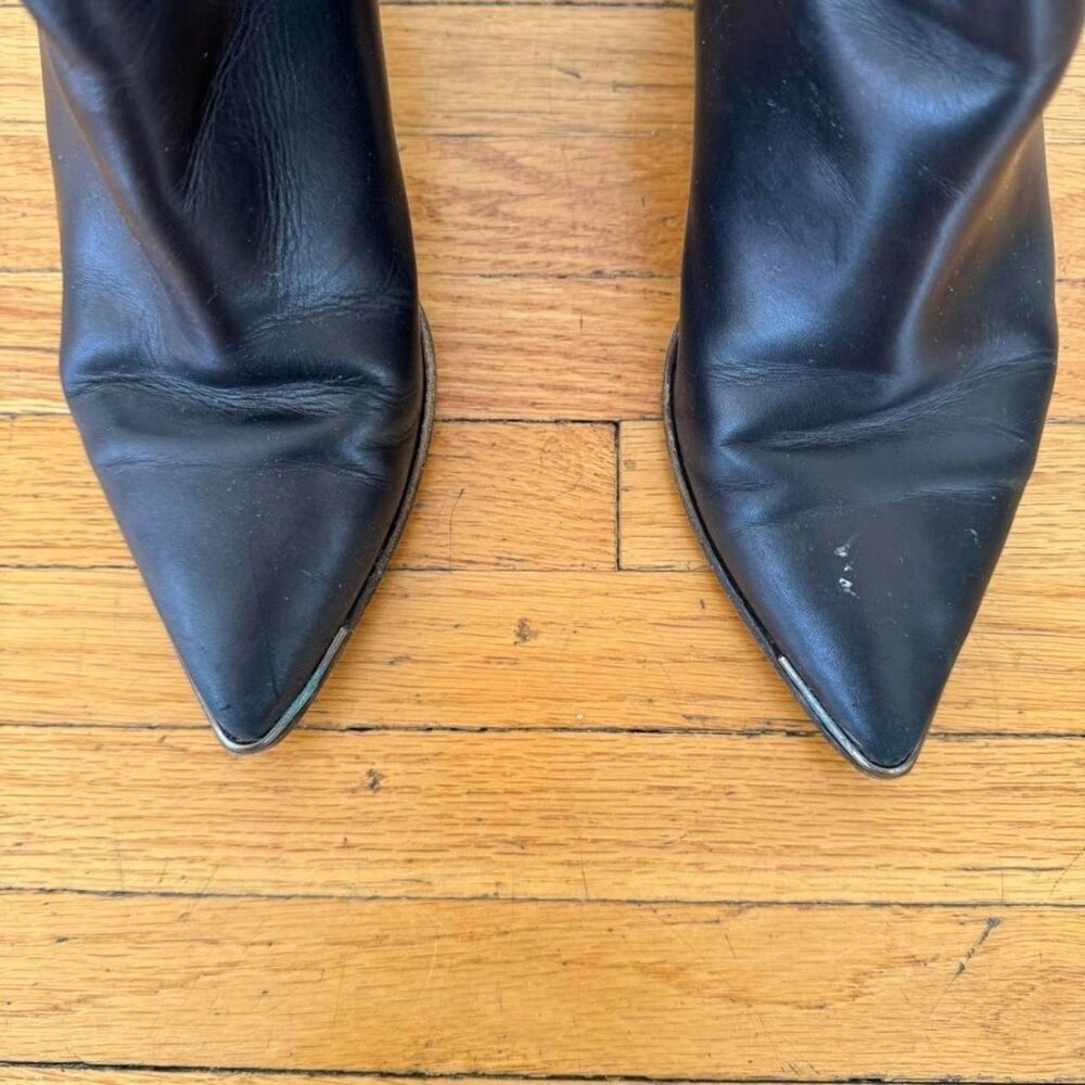 Acne Studios Pointed-Toe Leather Ankle Boots – Black - Picture 3 of 4